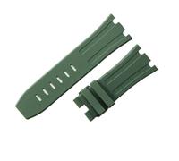 ROUREOX Multi-Colour Silicone Rubber Watch Replacement Strap 28mm Adjustable Soft Band with Metal Pin Buckle for AP Royal Oak 15703/15710-Dark Green + No Buckle 28MM