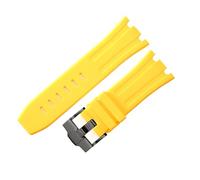 ROUREOX Multi-Colour Silicone Rubber Watch Replacement Strap 28mm Adjustable Soft Band with Metal Pin Buckle for AP Royal Oak 15703/15710-Yellow + Black 28MM