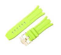 ROUREOX Multi-Colour Silicone Rubber Watch Replacement Strap 28mm Adjustable Soft Band with Metal Pin Buckle for AP Royal Oak 15703/15710-Light Green + Gold 28MM