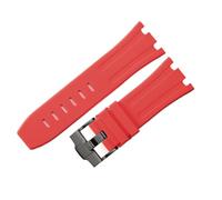 ROUREOX Multi-Colour Silicone Rubber Watch Replacement Strap 28mm Adjustable Soft Band with Metal Pin Buckle for AP Royal Oak 15703/15710-Red + Black 28MM