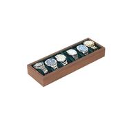ROUREOX Multi Slot Watch Display Storage Tray Brown Wood Grain Finish Cushioned Timepiece Organiser for Rolex/Omega/Cartier - 33.4 * 11 * 4.5cm