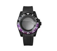 ROUREOX NH35 Black Watch Case Kit 40mm PVD Steel Rubber Strap GMT Ceramic Bezel Sapphire Crystal Cyclops fits NH36 for Rolex Submariner/GMT-Master - 23