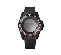 ROUREOX NH35 Black Watch Case Kit 40mm PVD Steel Rubber Strap GMT Ceramic Bezel Sapphire Crystal Cyclops fits NH36 for Rolex Submariner/GMT-Master - 18