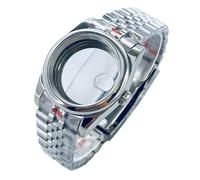 ROUREOX NH35 NH36 Mod Case Set Domed Bezel 5-Link Solid Band Sapphire Lens Screw Crown Waterproof 36mm 40mm Silver for Rolex Oyster Perpetual/Datejust-A 36MM