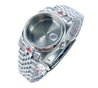 ROUREOX NH35 NH36 Mod Case Set Domed Bezel 5-Link Solid Band Sapphire Lens Screw Crown Waterproof 36mm 40mm Silver for Rolex Oyster Perpetual/Datejust-C 36MM