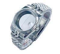 ROUREOX NH35 Sapphire Crystal Watch Case Steel Strap Set Fluted Bezel Magnifier fits NH34 NH36 36mm 40mm Watchmaking for Rolex Datejust-A 40MM