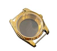 ROUREOX NH35 Watch Case 36mm Gold PVD Fluted Bezel Sapphire Crystal Cyclops Lens fits NH36 Movement Mod Parts for Rolex Oyster Perpetual/Datejust - B2