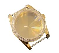ROUREOX NH35 Watch Case 36mm Gold PVD Fluted Bezel Sapphire Crystal Cyclops Lens fits NH36 Movement Mod Parts for Rolex Oyster Perpetual/Datejust - A7