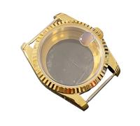 ROUREOX NH35 Watch Case 36mm Gold PVD Fluted Bezel Sapphire Crystal Cyclops Lens fits NH36 Movement Mod Parts for Rolex Oyster Perpetual/Datejust - B1
