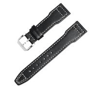 ROUREOX Notched Genuine Leather Watch Strap Quick Release Padded Replacement Watch Band for IWC Portofino Portugieser Mark Series-Black+White 20mm
