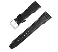 ROUREOX Notched Genuine Leather Watch Strap Quick Release Padded Replacement Watch Band for IWC Portofino Portugieser Mark Series-Black+Black 20mm
