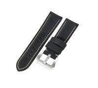 ROUREOX Nylon Genuine Leather Watch Strap Metal Buckle Replacement Strap with Carbon Fiber Pattern for PANERAI Luminor Due PAM01661-Black + Beige + Silver 24mm