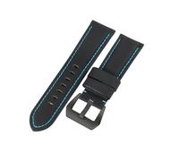 ROUREOX Nylon Genuine Leather Watch Strap Metal Buckle Replacement Strap with Carbon Fiber Pattern for PANERAI Luminor Due PAM01661-Black + Blue + Black 24mm