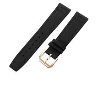 ROUREOX Nylon Watch Band Stainless Steel Buckle Durable Fabric Leather Lining Leather Strap 20mm for IWC Portofino Pilot's Portugieser-Black + Rose