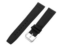 ROUREOX Nylon Watch Band Stainless Steel Buckle Durable Fabric Leather Lining Leather Strap 20mm for IWC Portofino Pilot's Portugieser-Black + Silver
