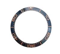 ROUREOX Polished Ceramic Bezel Insert Replacement Bezel with Luminous Markers for Omega Seamaster 300 Collection-Blue+Rose Gold 40.5 * 32.5mm