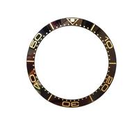 ROUREOX Polished Ceramic Bezel Insert Replacement Bezel with Luminous Markers for Omega Seamaster 300 Collection-Black + Gold 41.5 * 32.7mm