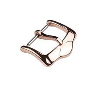 ROUREOX Polished Pin Buckle 12mm-22mm - Stainless Steel Watch Clasp Curved, Classic Tang Fastener - Leather Strap Replacement Parts-Rose Gold 14mm