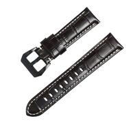 ROUREOX Premium Calfskin Leather Watch Strap Crocodile Pattern Pre-V Buckle Replacement Band for Panerai Radiomir PAM00323 PAM00287 PAM00657-Dark Brown 26mm
