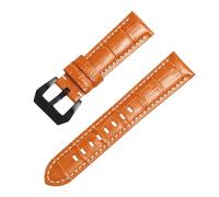 ROUREOX Premium Calfskin Leather Watch Strap Crocodile Pattern Pre-V Buckle Replacement Band for Panerai Radiomir PAM00323 PAM00287 PAM00657-Orange 26mm