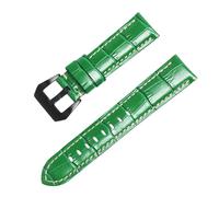 ROUREOX Premium Calfskin Leather Watch Strap Crocodile Pattern Pre-V Buckle Replacement Band for Panerai Radiomir PAM00323 PAM00287 PAM00657-Green 26mm