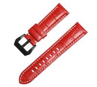 ROUREOX Premium Calfskin Leather Watch Strap Crocodile Pattern Pre-V Buckle Replacement Band for Panerai Radiomir PAM00323 PAM00287 PAM00657-Red 26mm