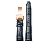 ROUREOX Premium Croc Embossed Leather Watch Strap Quick Release Watch Band with Deployment Clasp for IWC Portofino Pilot's Le Petit Prince Portuguese Chronograph-Blue C+Rose Gold 22 * 18mm