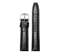 ROUREOX Premium Croc Embossed Leather Watch Strap Quick Release Watch Band with Deployment Clasp for IWC Portofino Pilot's Le Petit Prince Portuguese Chronograph-Black Silver 22 * 18mm