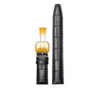 ROUREOX Premium Croc Embossed Leather Watch Strap Quick Release Watch Band with Deployment Clasp for IWC Portofino Pilot's Le Petit Prince Portuguese Chronograph-Black C+Gold 20 * 18mm