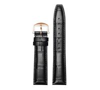 ROUREOX Premium Croc Embossed Leather Watch Strap Quick Release Watch Band with Deployment Clasp for IWC Portofino Pilot's Le Petit Prince Portuguese Chronograph-Black Rose Gold 20 * 18mm