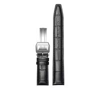 ROUREOX Premium Croc Embossed Leather Watch Strap Quick Release Watch Band with Deployment Clasp for IWC Portofino Pilot's Le Petit Prince Portuguese Chronograph-Black C+Silver 20 * 18mm