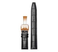 ROUREOX Premium Croc Embossed Leather Watch Strap Quick Release Watch Band with Deployment Clasp for IWC Portofino Pilot's Le Petit Prince Portuguese Chronograph-Black C+Rose Gold 20 * 18mm