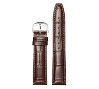 ROUREOX Premium Croc Embossed Leather Watch Strap Quick Release Watch Band with Deployment Clasp for IWC Portofino Pilot's Le Petit Prince Portuguese Chronograph-Brown Silver 20 * 18mm