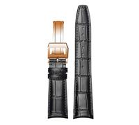 ROUREOX Premium Croc Embossed Leather Watch Strap Quick Release Watch Band with Deployment Clasp for IWC Portofino Pilot's Le Petit Prince Portuguese Chronograph-Black B+Rose Gold 22 * 18mm