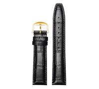 ROUREOX Premium Croc Embossed Leather Watch Strap Quick Release Watch Band with Deployment Clasp for IWC Portofino Pilot's Le Petit Prince Portuguese Chronograph-Black A+Gold 20 * 18mm