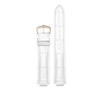 ROUREOX Premium Croco Grain Leather Watch Band Compatible Durable Replacement Strap with Pin Buckle for Ballon Bleu de Cartier-White+Rose Gold 18 * 11mm