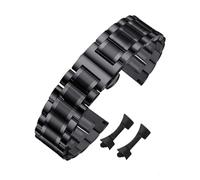ROUREOX Premium Metal Wristband Stainless Steel Replacement Strap Butterfly Buckle Bracelet 19mm 21mm 23mm for Longines Master Collection - Black 24mm