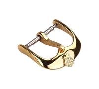 ROUREOX Premium Stainless Steel Watch Buckle - Polished Vintage Style Pin Clasp Replacement for Leather Straps - Universal Repair Parts for Rolex-Golden 16mm