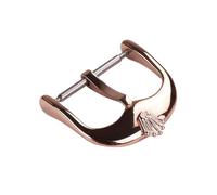 ROUREOX Premium Stainless Steel Watch Buckle - Polished Vintage Style Pin Clasp Replacement for Leather Straps - Universal Repair Parts for Rolex-Rose Gold 16mm