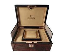 ROUREOX Premium Watch Storage Case Dark Rosewood Grain Piano Lacquer Finish Wide Profile Cream Cushion Holder for Omega Aqua Terra