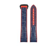 ROUREOX Quick Release Leather Watch Straps Adjustable Leather Watch Bands Replacement Bracelet for Omega Seamaster Diver 300M Planet Ocean 600M-Red + Blue + Black 22mm