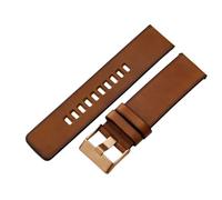 ROUREOX Quick Release Retro Leather Watch Band Vintage Pull-Up Leather Watch Strap for Diesel DZ4343 DZ4323 DZ7406 DZ7408 DZ4476 DZ7413-Brown + Rose Gold 28mm
