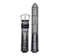 ROUREOX Real Leather Alligator Pattern Watch Strap with Traditional Buckle Replacement Watchband for Ballon Bleu de Cartier-Black + Silver 20mm*18mm