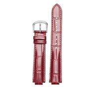 ROUREOX Real Leather Alligator Pattern Watch Strap with Traditional Buckle Replacement Watchband for Ballon Bleu de Cartier-Red+Silver 22mm*18mm