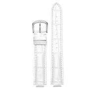 ROUREOX Real Leather Alligator Pattern Watch Strap with Traditional Buckle Replacement Watchband for Ballon Bleu de Cartier-White+Silver 22mm*18mm