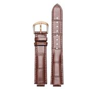 ROUREOX Real Leather Alligator Pattern Watch Strap with Traditional Buckle Replacement Watchband for Ballon Bleu de Cartier-Brown+Rose Gold 20mm*18mm