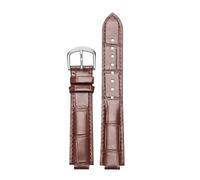 ROUREOX Real Leather Alligator Pattern Watch Strap with Traditional Buckle Replacement Watchband for Ballon Bleu de Cartier-Brown+Silver 22mm*18mm