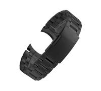 ROUREOX Replacement Metal Watch Strap Curved End Solid Steel Band Double Locking Push Buckle Silver Black Two Tone 20mm 22mm - Black 20MM