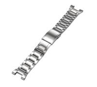 ROUREOX Replacement Strap Men's Brushed Steel Watchband,Metal Extendable Watch Bracelet for Casio GST-B100/W300/210/400G/S310/210/410-Silver 26x14MM