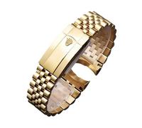 ROUREOX Replacement Watch Band 5-Bead Stainless Steel Curved Links Adjustable Folding Buckle 20mm 21mm - Gold 20MM